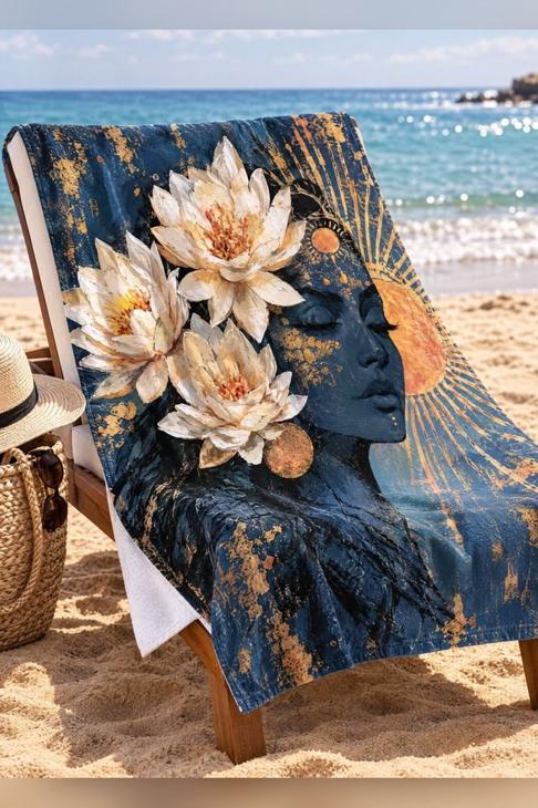 Lotus Sun Art Beach Towel — Boho Pool Gift