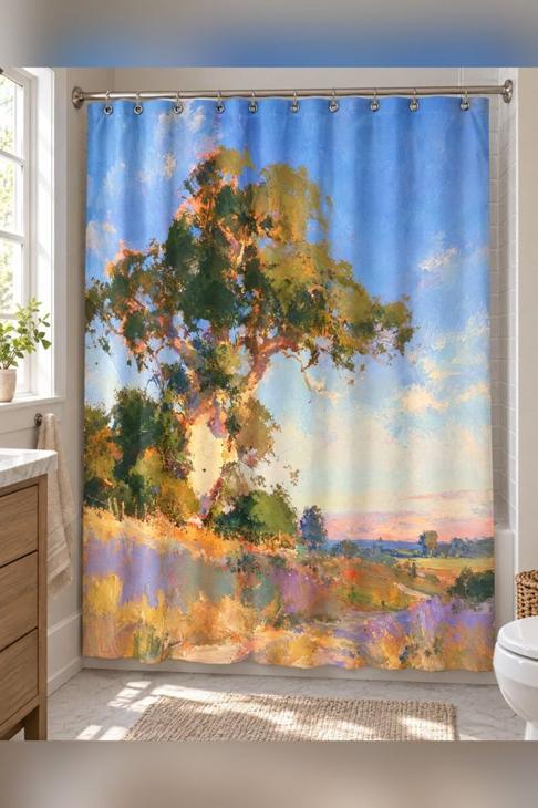 Tree Landscape Art Shower Curtain — Coastal Gift