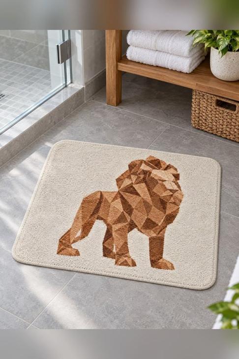 Paper Lion Art Bath Mat — Geometric Gift