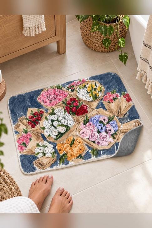 Flower Market Art Bath Mat — Boho Bath Gift