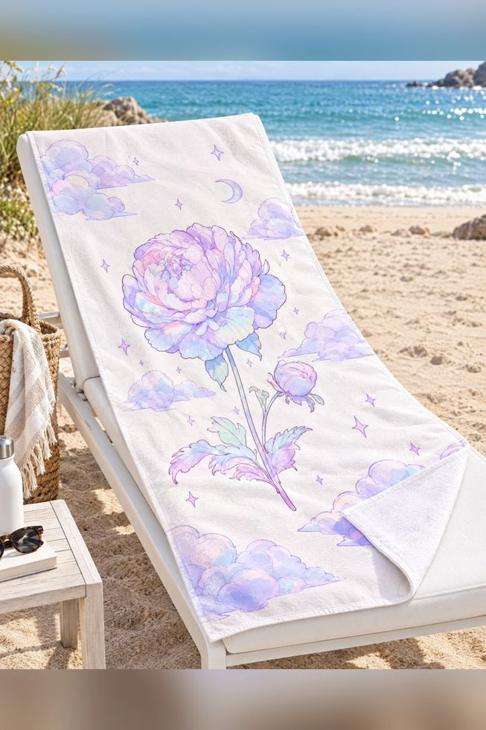 Pastel Peony Moon Beach Towel — Celestial Gift