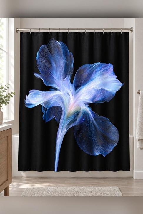 Luminous Blue Iris Shower Curtain — Modern Gift