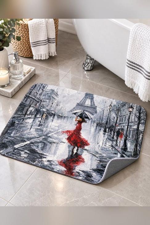 Rainy Paris Art Bath Mat — Travel Gift