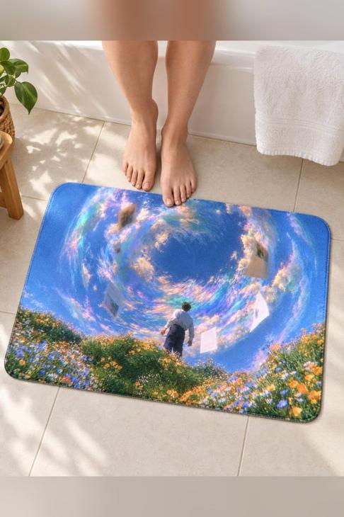 Surreal Sky Bath Mat, Whimsical Decor — Dreamer Gift