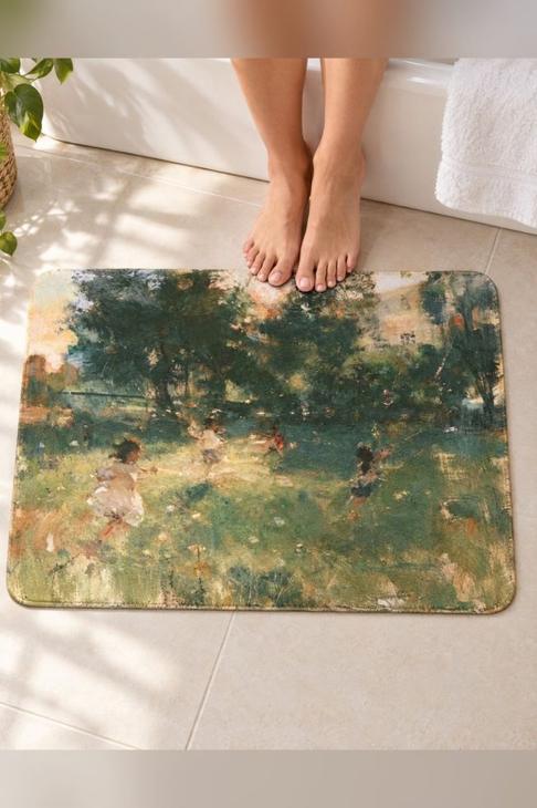 Impressionist Garden Bath Mat, Gift for Grandma